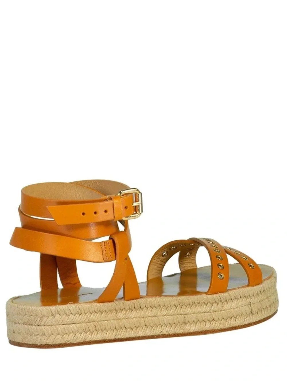 Isabel Marant Leather Platform Espadrille Sandals with Ankle Wrap in Natural 40